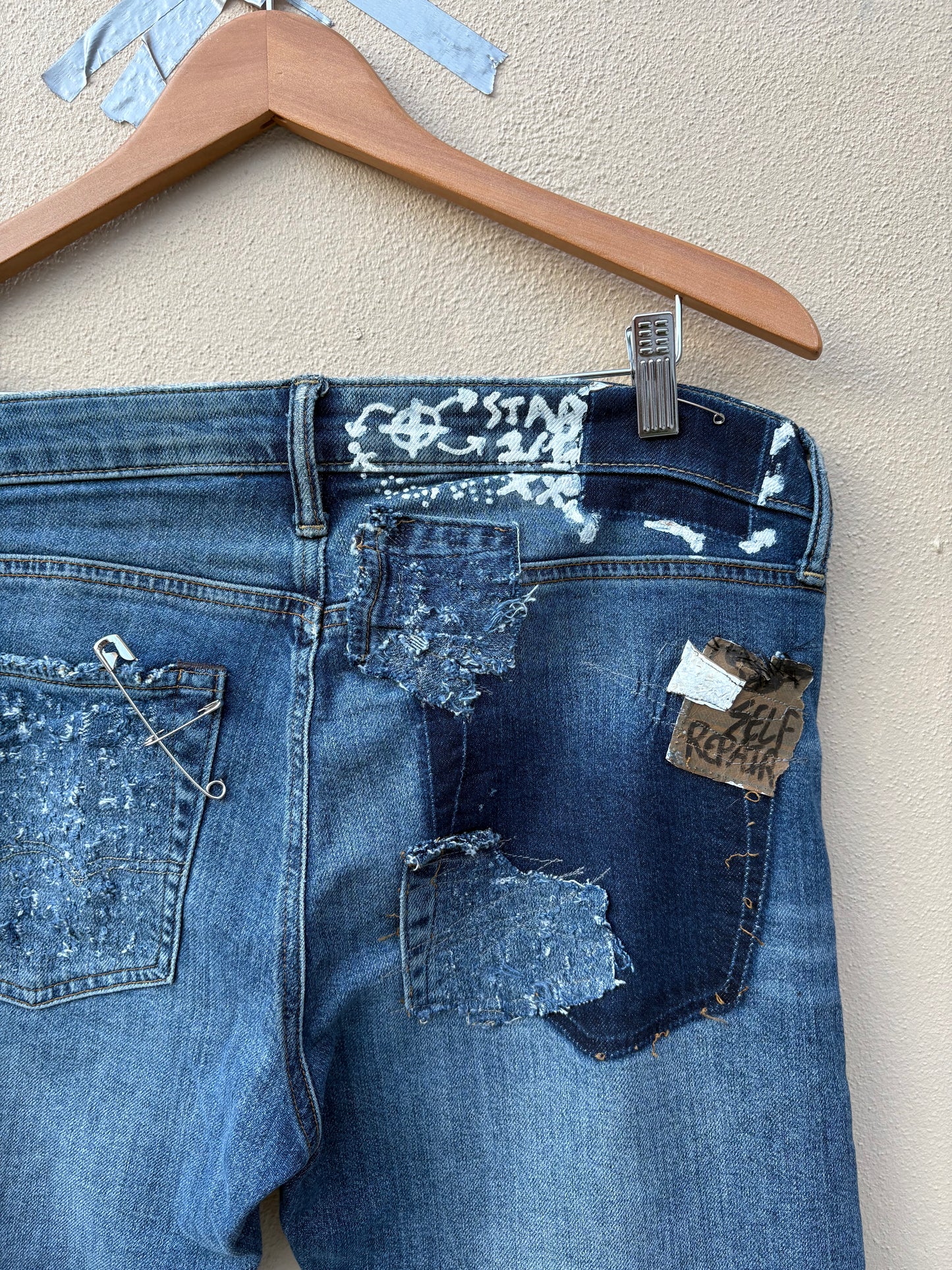 Self Repaired Jeans