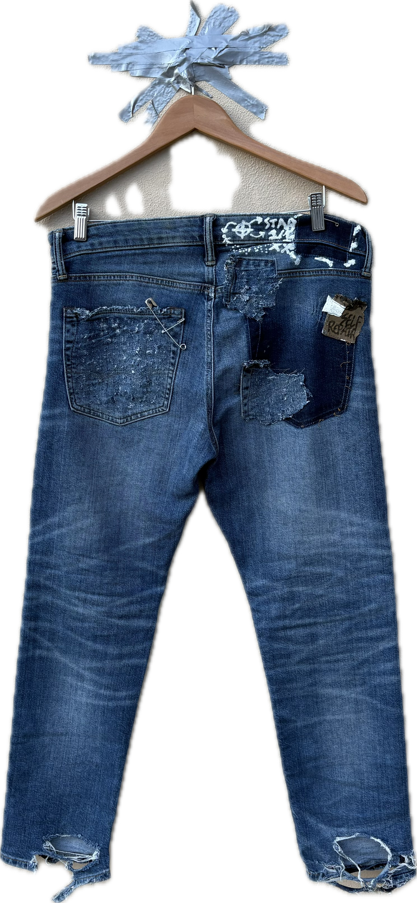 Self Repaired Jeans